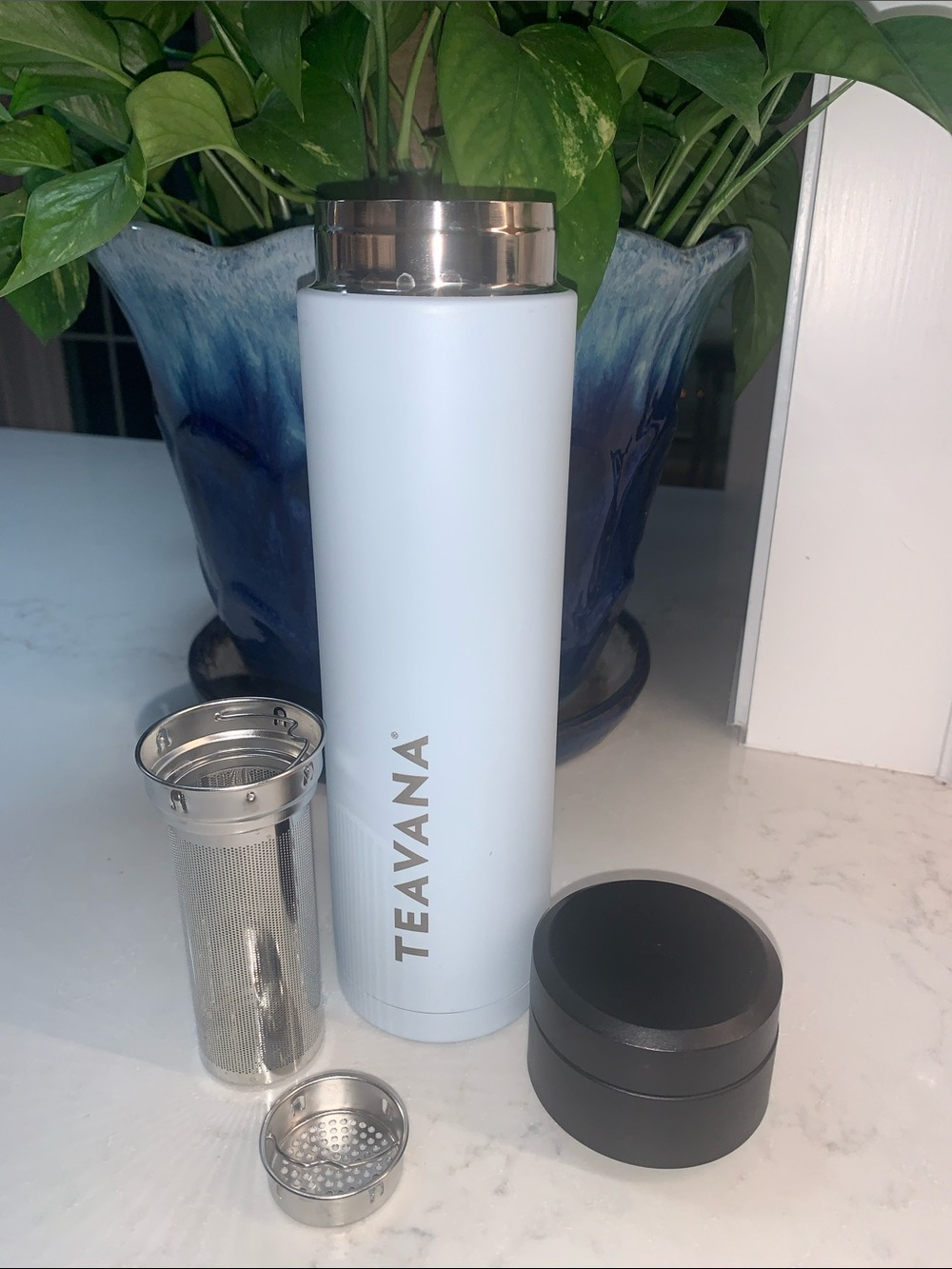 Teavana Frost Pale Blue Tea Infuser Travel Tumbler - Picture 2 of 4